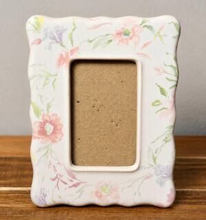 Vintage Y2K Dennis East Floral Ceramic Picture Frame – Pastel Photo Frame